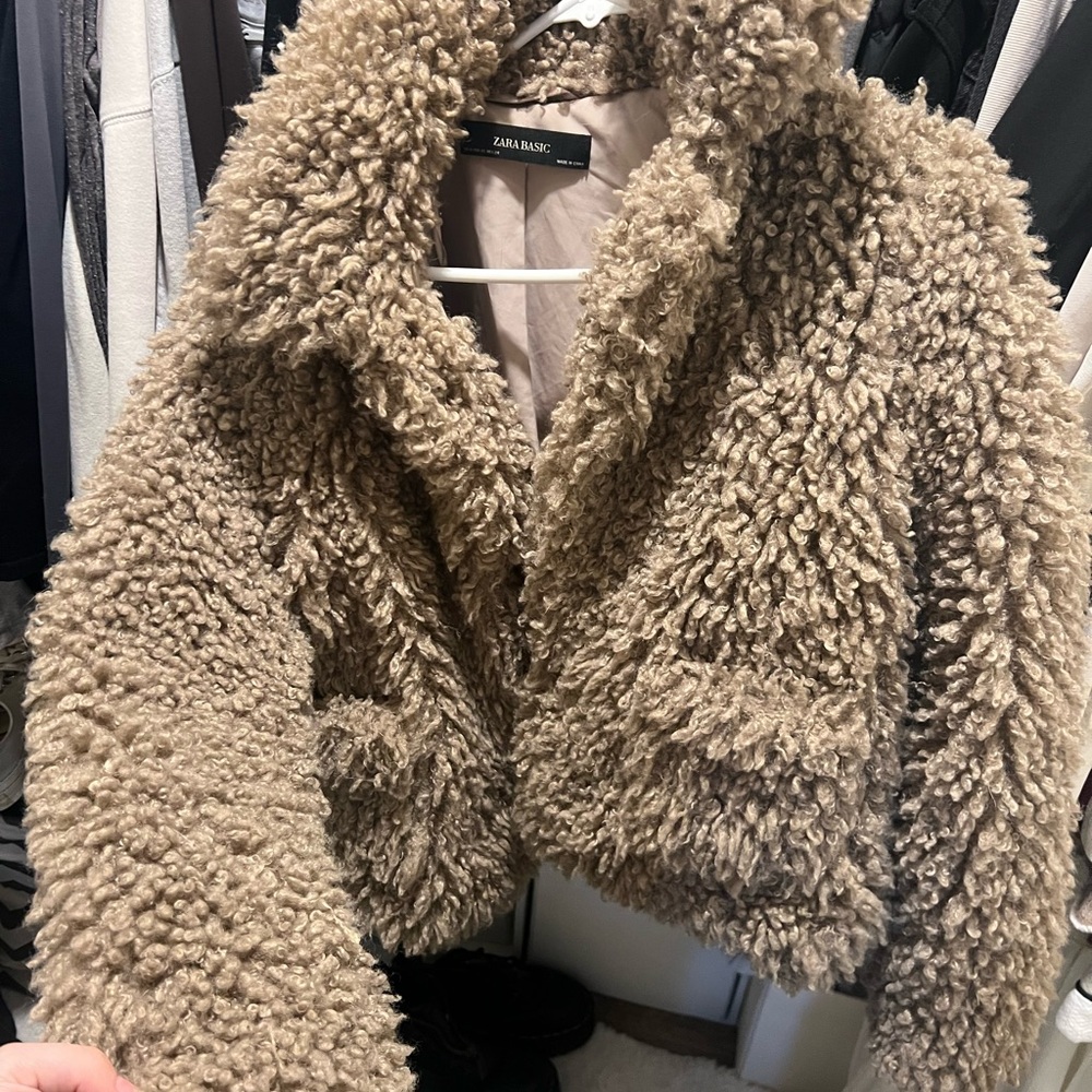 Zara Women's Tan Faux Fur Jacket